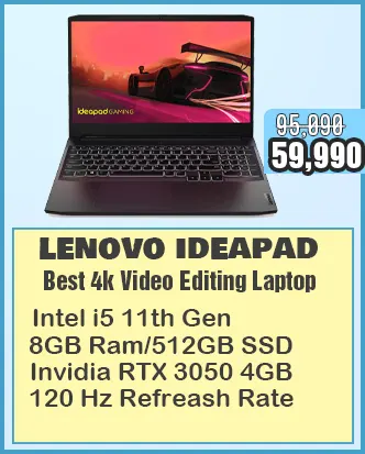 Lenovo ideapad 4k video editing laptop at budget